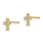 Load image into Gallery viewer, 14K Yellow Gold Madi K Polished CZ Cross Post Earrings

