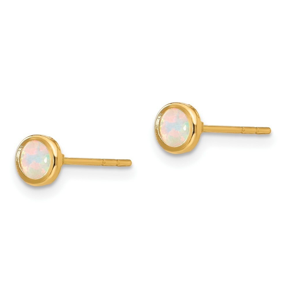 14K Yellow Gold Madi K Polished Opal Bezel Post Earrings