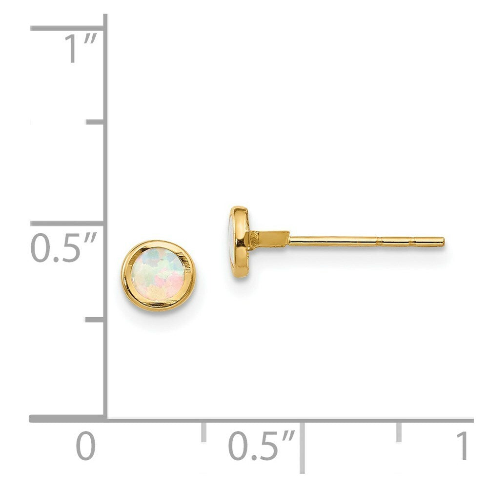 14K Yellow Gold Madi K Polished Opal Bezel Post Earrings