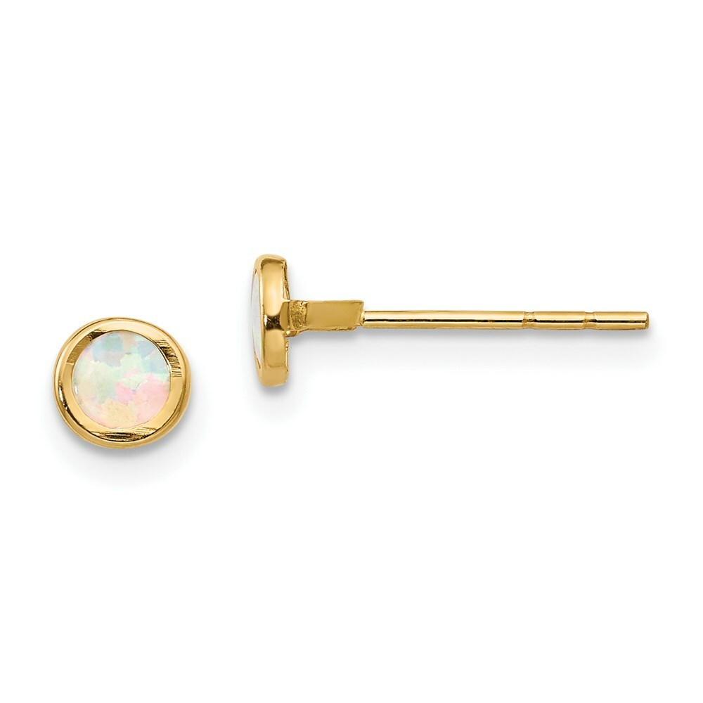 14K Yellow Gold Madi K Polished Opal Bezel Post Earrings