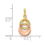 Load image into Gallery viewer, 14K Yellow Gold Madi K Two-tone CZ 2-circle Doorknocker Pendant
