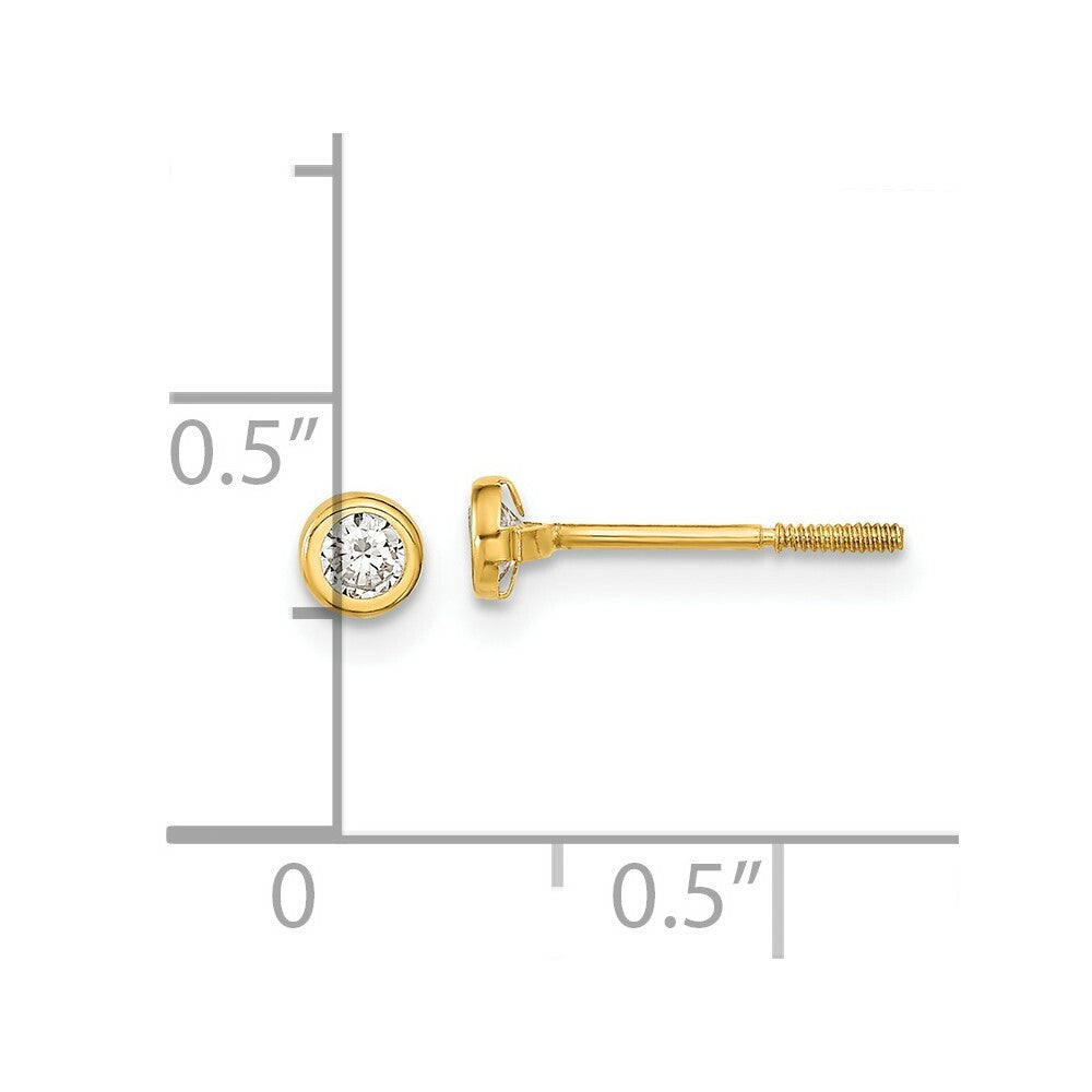 14K Yellow Gold Madi K Yellow Gold Polished CZ Bezel Post Earrings