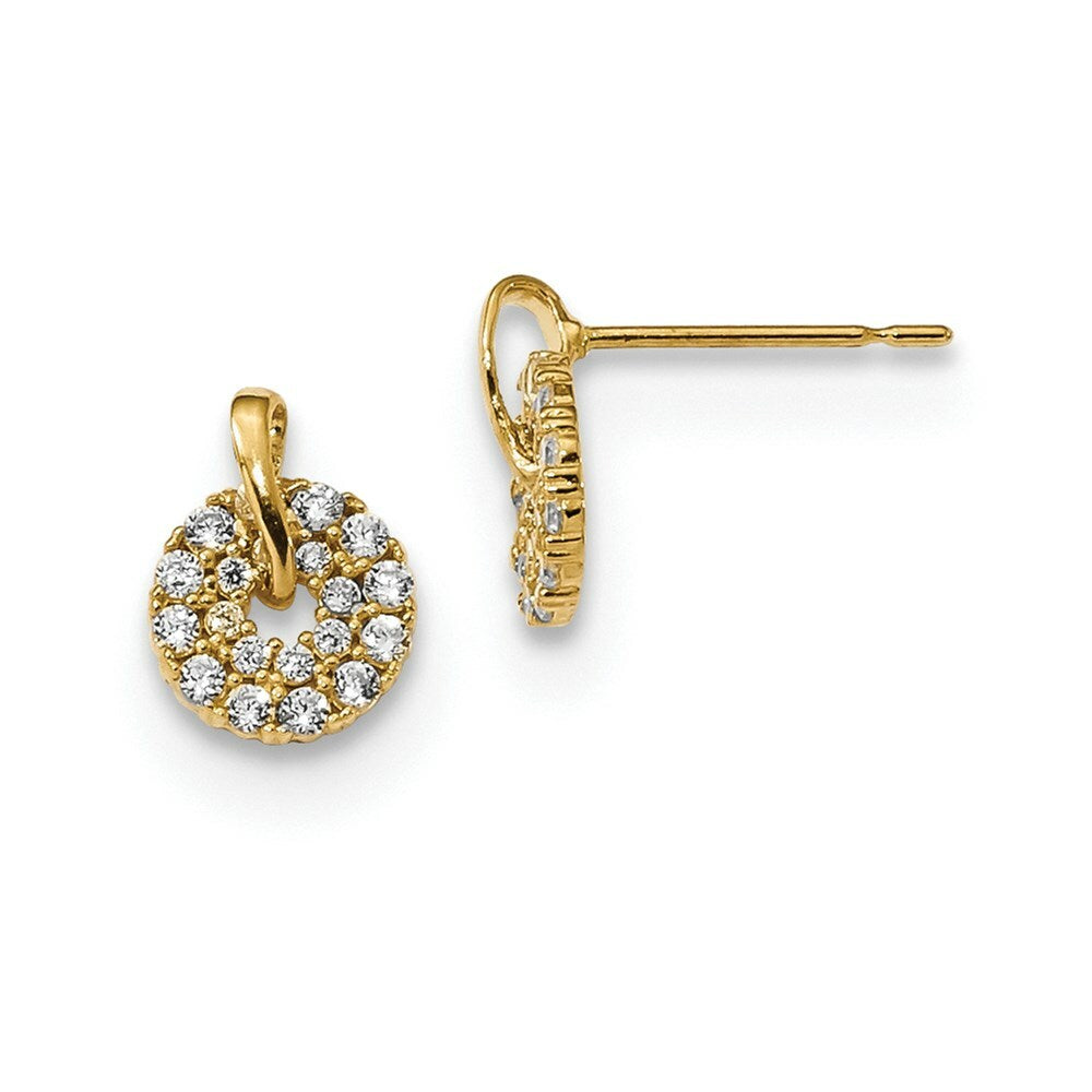 14K Yellow Gold Madi K CZ Wreath Post Earrings