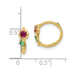 Load image into Gallery viewer, 14K Yellow Gold Madi K Red &amp; Green CZ Hinged Hoop Earrings
