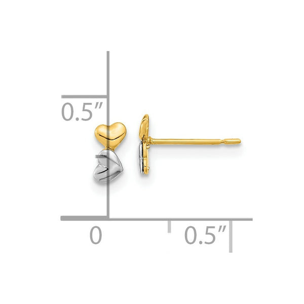 14k Madi K Two-tone Gold Childrens Double Heart Post Earrings
