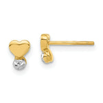Load image into Gallery viewer, 14K Yellow Gold Madi K Rhodium-plated Polished Diamond-cut Heart Post Earrings
