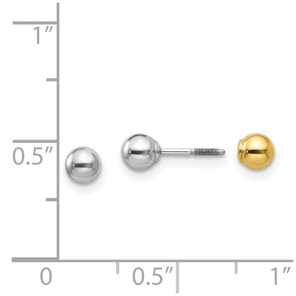 14K Two-tone Madi K Reversible 4mm Ball Earrings