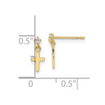 Load image into Gallery viewer, 14K Yellow Gold Madi K Childrens CZ Cross Post Dangle Earrings
