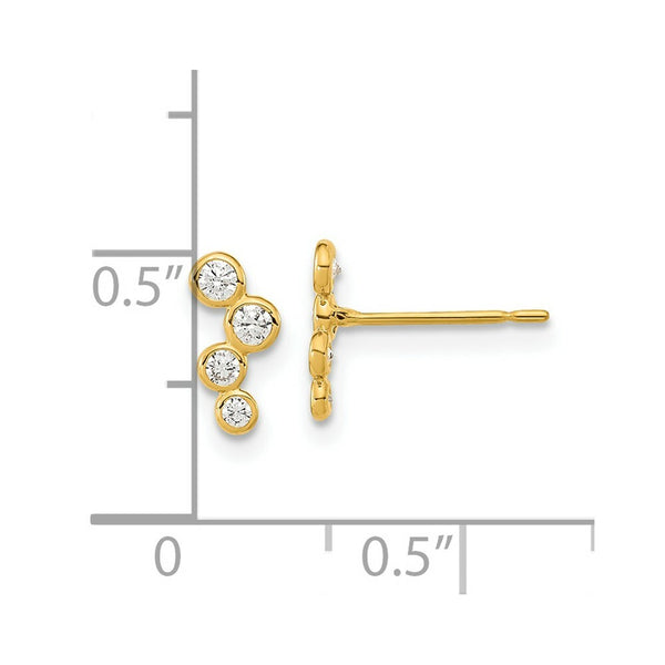 14K Yellow Gold Madi K 4-CZ Bezel Set Post Earrings