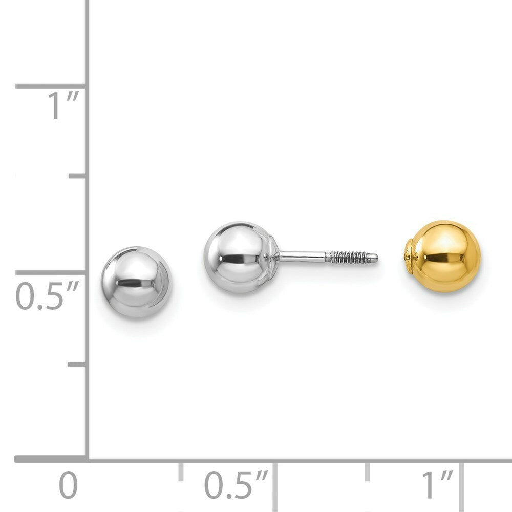 14K Two-tone Madi K Reversible 5mm Ball Earrings