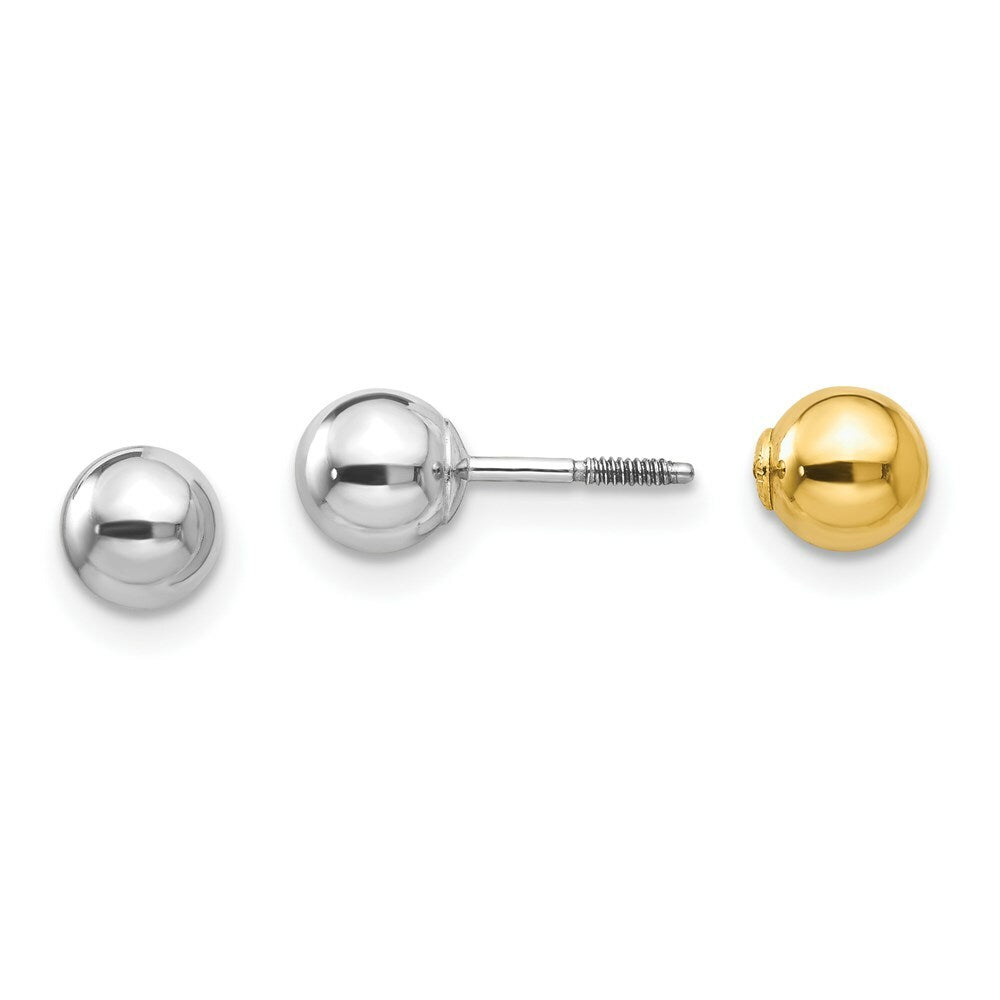 14K Two-tone Madi K Reversible 5mm Ball Earrings