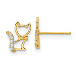 Load image into Gallery viewer, 14K Yellow Gold Madi K Childrens Kitten w/CZ Tail Post Earrings
