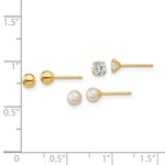 Load image into Gallery viewer, 14K Yellow Gold Madi K 3 Pair Set-Ball, CZ &amp; Freshwater Cultured Pearl Earrings
