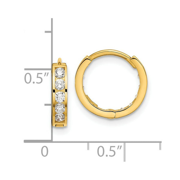 14K Yellow Gold Madi K Round/Square CZ Reversible Hinged Hoop Earrings