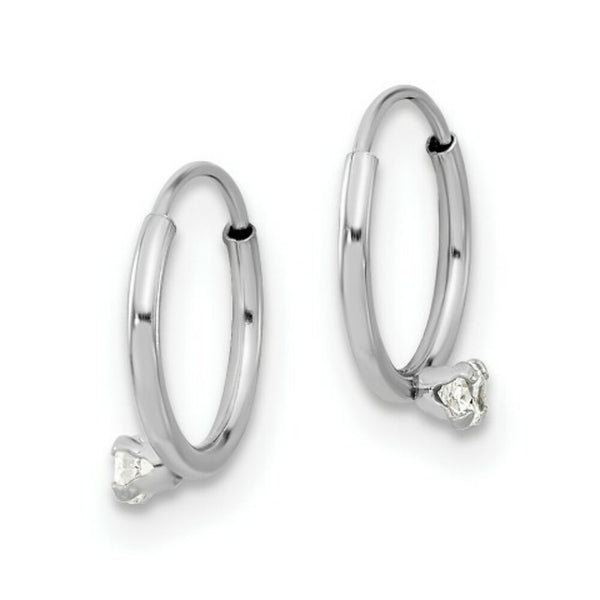 14k Madi K White Gold Polished 2mm CZ on Small Endless Hoops