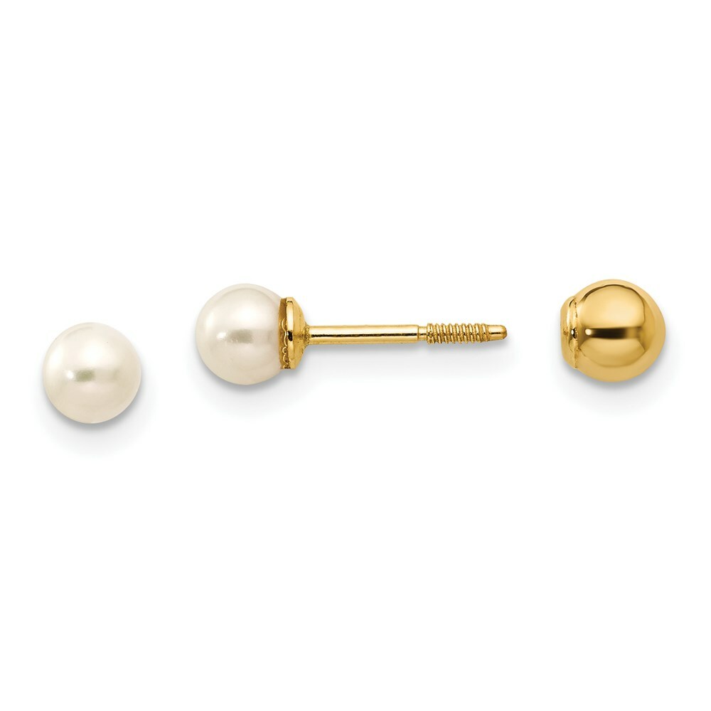 14K Yellow Gold Madi K Reversible FW Cultured Pearl & Gold Bead Earrings