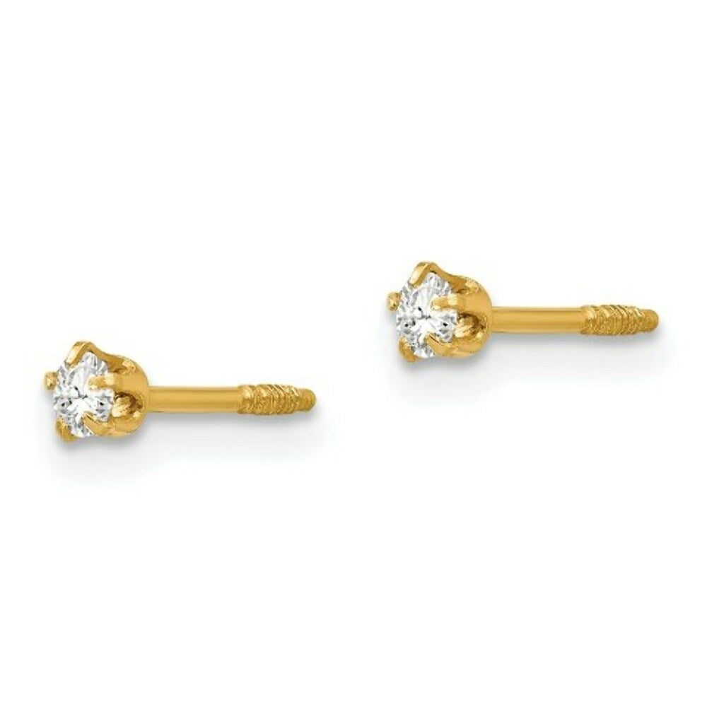 14K Yellow Gold Madi K Polished Reversible Crystal & 3mm Ball Earrings