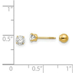 Load image into Gallery viewer, 14K Yellow Gold Madi K Polished Reversible CZ &amp; 4mm Ball Earrings
