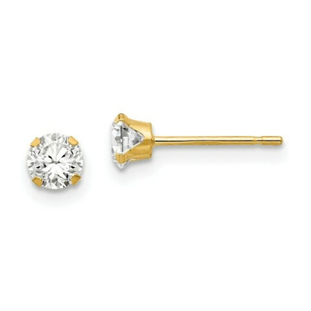 14K Yellow Gold Madi K 4mm CZ Post Earrings