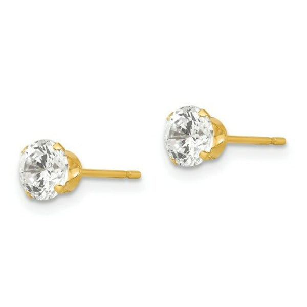 14K Yellow Gold Madi K 5.25mm CZ Post Earrings