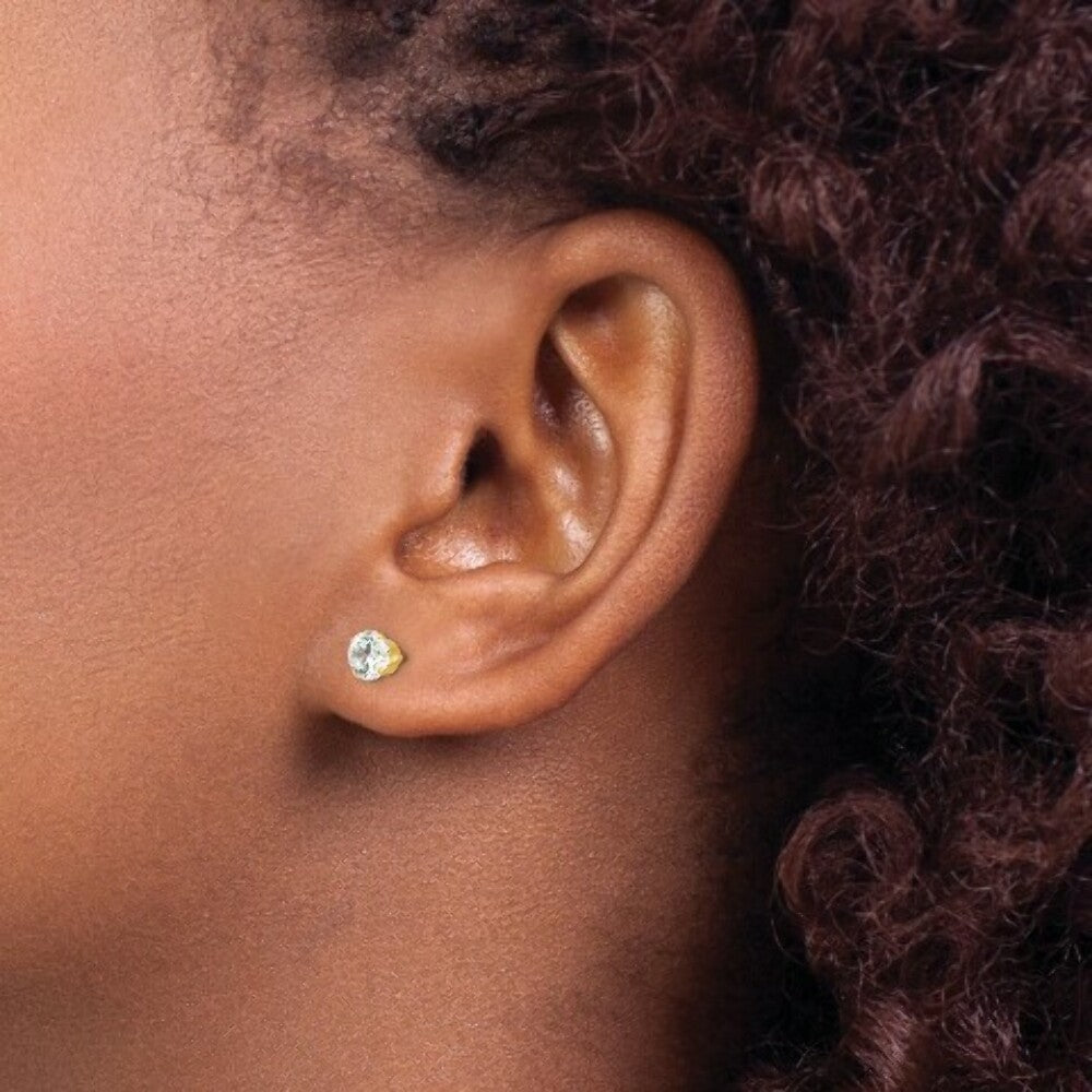 14K Yellow Gold Madi K 5.25mm CZ Post Earrings