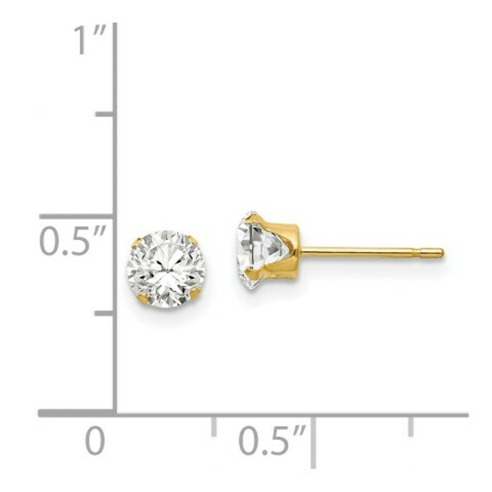 14K Yellow Gold Madi K 5.25mm CZ Post Earrings