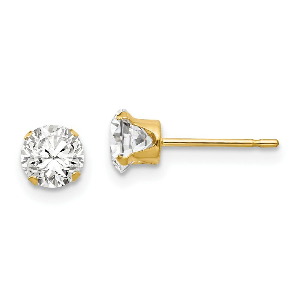 14K Yellow Gold Madi K 5.25mm CZ Post Earrings