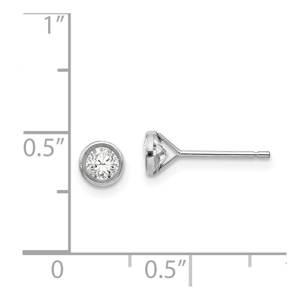 14K White Gold Madi K 4mm Bezel Set CZ Post Earrings