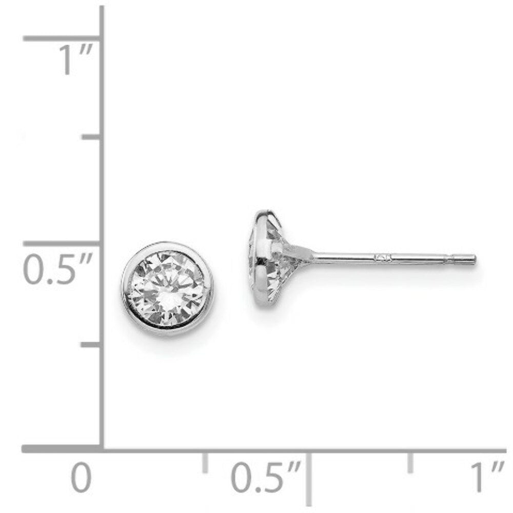 14k White Gold Madi K 5mm Bezel Set CZ Post Earrings