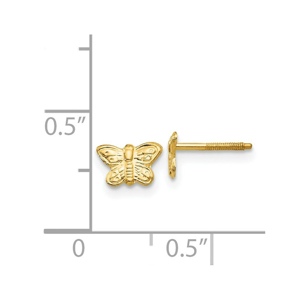 14K Yellow Gold Madi K Polished Butterfly Screwback Earrings