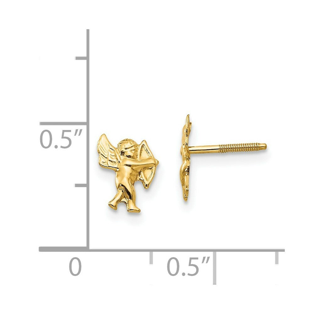 14K Yellow Gold Madi K Polished Cupid Screwback Earrings