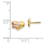 Load image into Gallery viewer, 14K Yellow Gold Madi K Polished &amp; Rhodium Butterfly Heart Screwback Earrings
