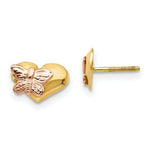 Load image into Gallery viewer, 14K Yellow Gold Madi K Polished &amp; Rhodium Butterfly Heart Screwback Earrings
