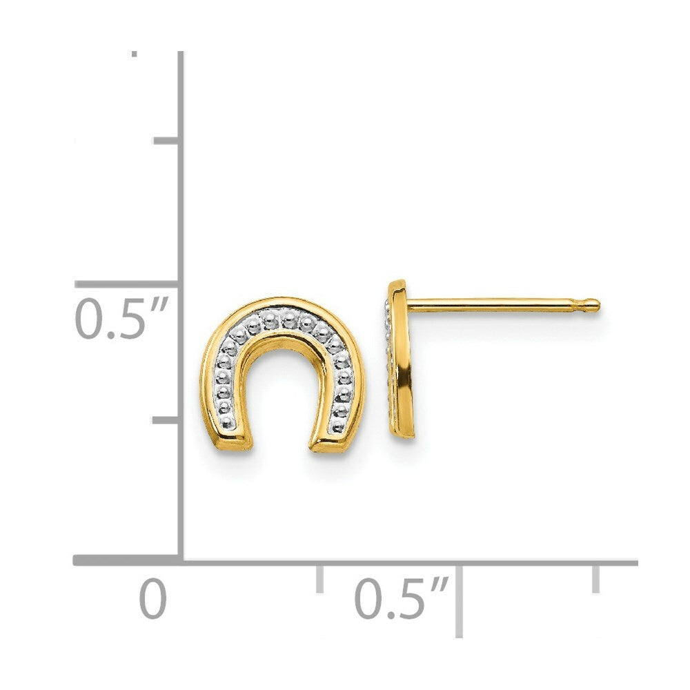 14K Yellow Gold Madi K Polished & Rhodium Horseshoe Post Earrings