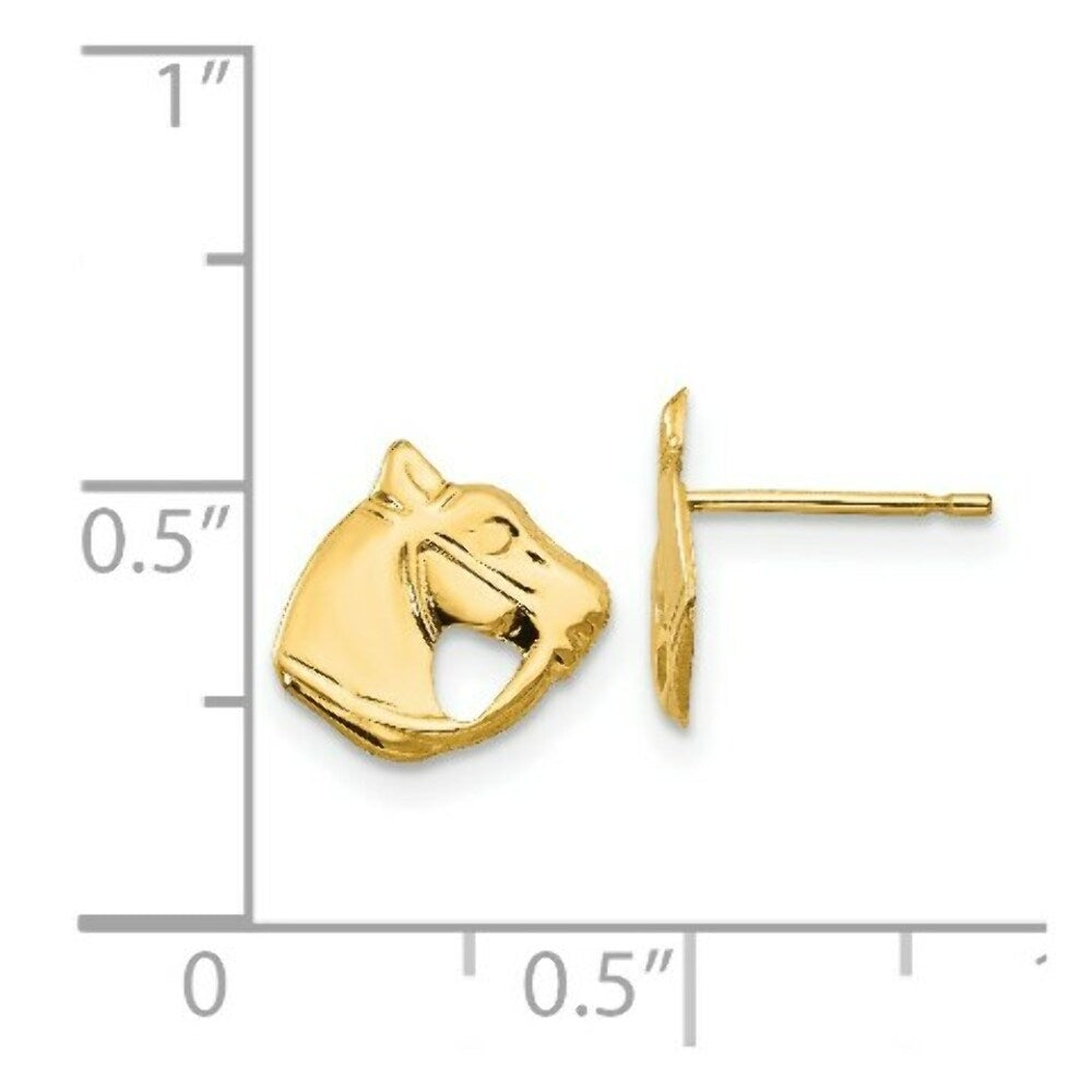14K Yellow Gold Madi K Polished Horse Head Post Earrings