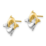 Load image into Gallery viewer, 14K Yellow Gold Madi K w/Rhodium Dolphin Post Earrings
