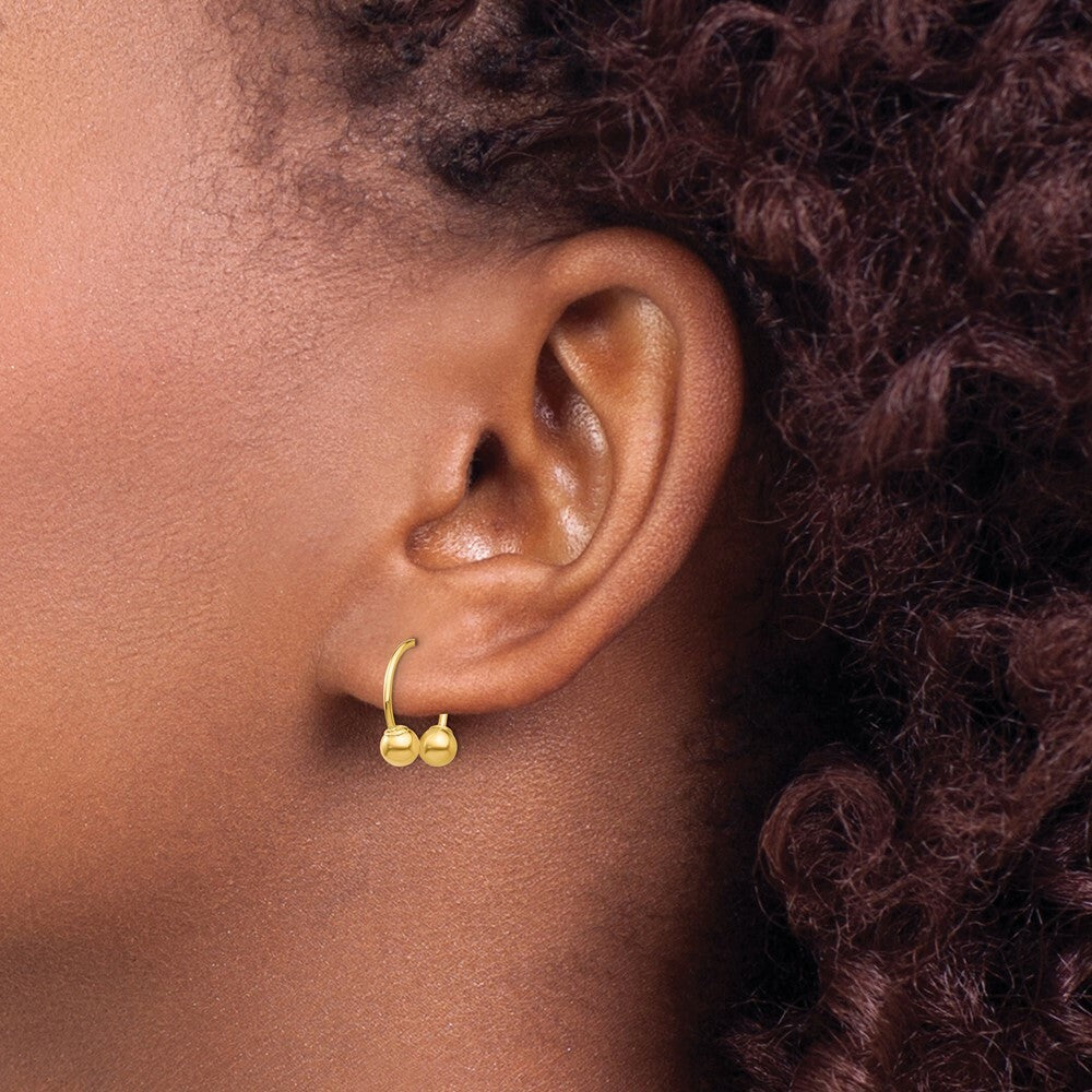 14K Yellow Gold Open Hoop Beaded Earrings