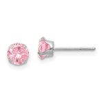 Load image into Gallery viewer, 14K White Gold Madi K 5mm Pink CZ Post Earrings
