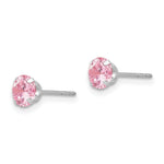 Load image into Gallery viewer, 14K White Gold Madi K 5mm Pink CZ Post Earrings
