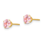 Load image into Gallery viewer, 14K Yellow Gold Madi K 5mm Pink CZ Post Earrings
