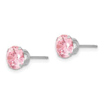 Load image into Gallery viewer, 14k White Gold Madi K 6.5mm Pink CZ Post Earrings
