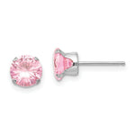 Load image into Gallery viewer, 14k White Gold Madi K 6.5mm Pink CZ Post Earrings
