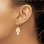 Load image into Gallery viewer, 14K Yellow Gold Madi K Mother of Pearl Leaf Dangle Earrings
