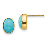 Load image into Gallery viewer, 14K Yellow Gold Madi K Bezel Set Oval Turquoise Post Earrings
