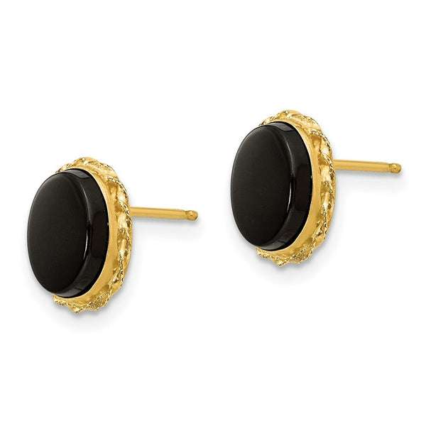 14K Yellow Gold Madi K Collection Bezel Onyx Earrings