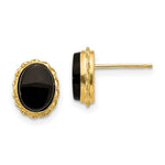 Load image into Gallery viewer, 14K Yellow Gold Madi K Collection Bezel Onyx Earrings
