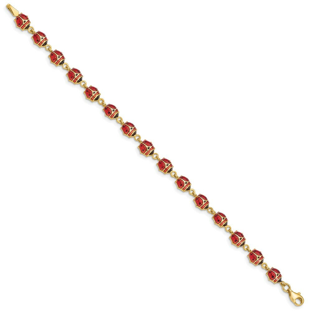14K Yellow Gold Enamel & Resin Ladybug Bracelet  Length 7'' inches