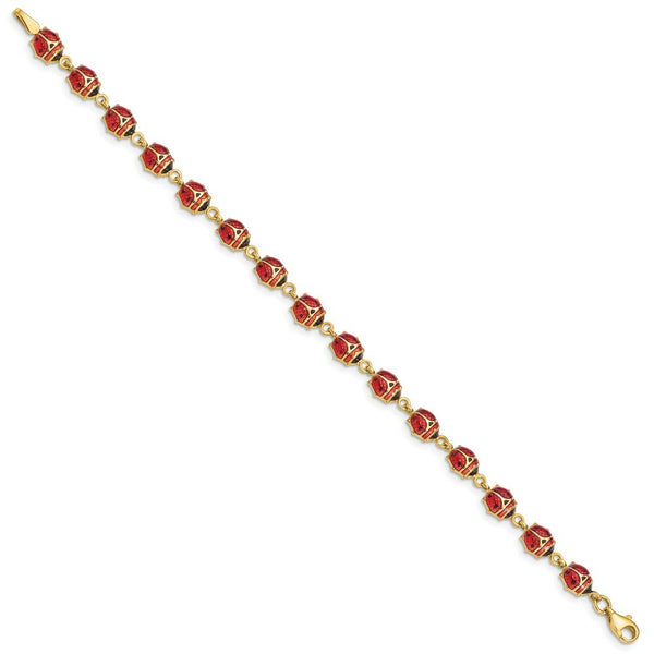 14K Yellow Gold Enamel & Resin Ladybug Bracelet  Length 7'' inches