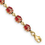Load image into Gallery viewer, 14K Yellow Gold Enamel &amp; Resin Ladybug Bracelet  Length 7'' inches
