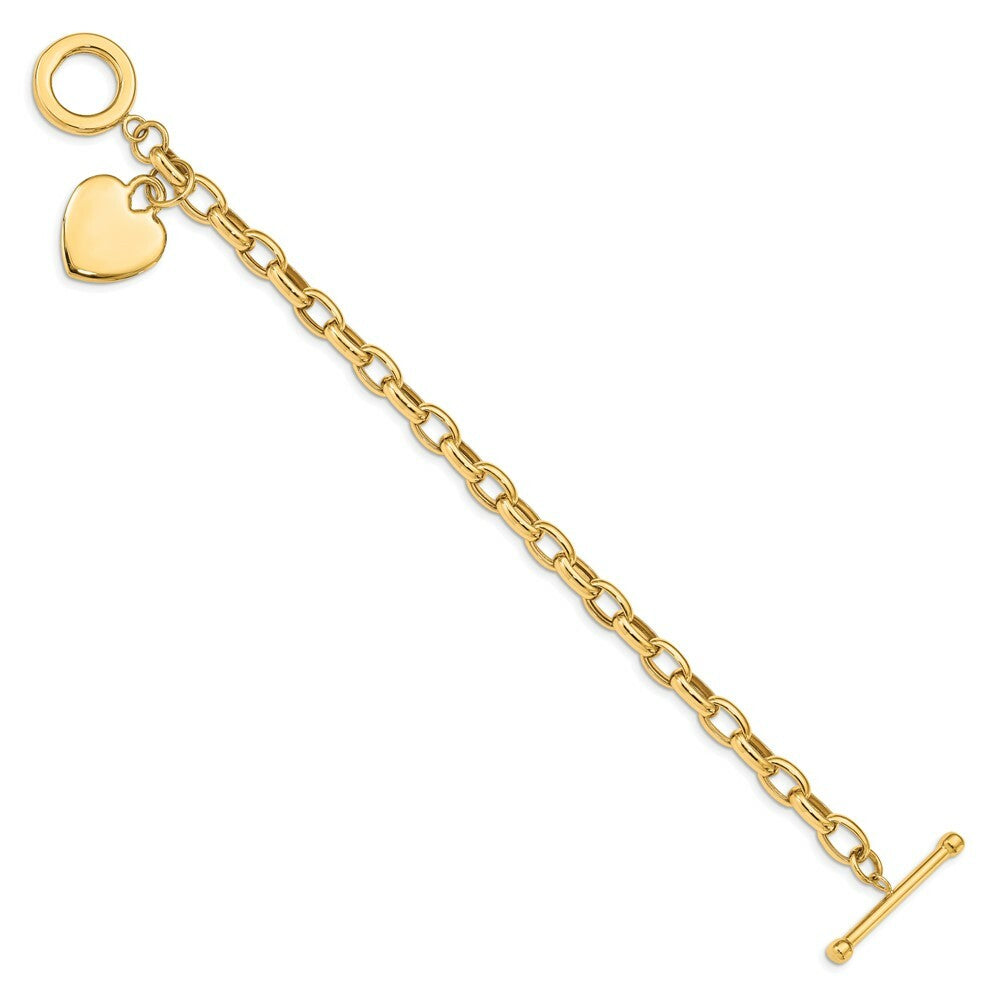 14K Yellow Gold Heart Charm Bracelet  Length 7.5'' inches